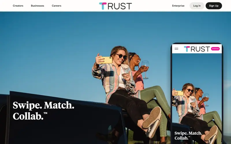 Página de inicio de TRUST, app de colaboraciones